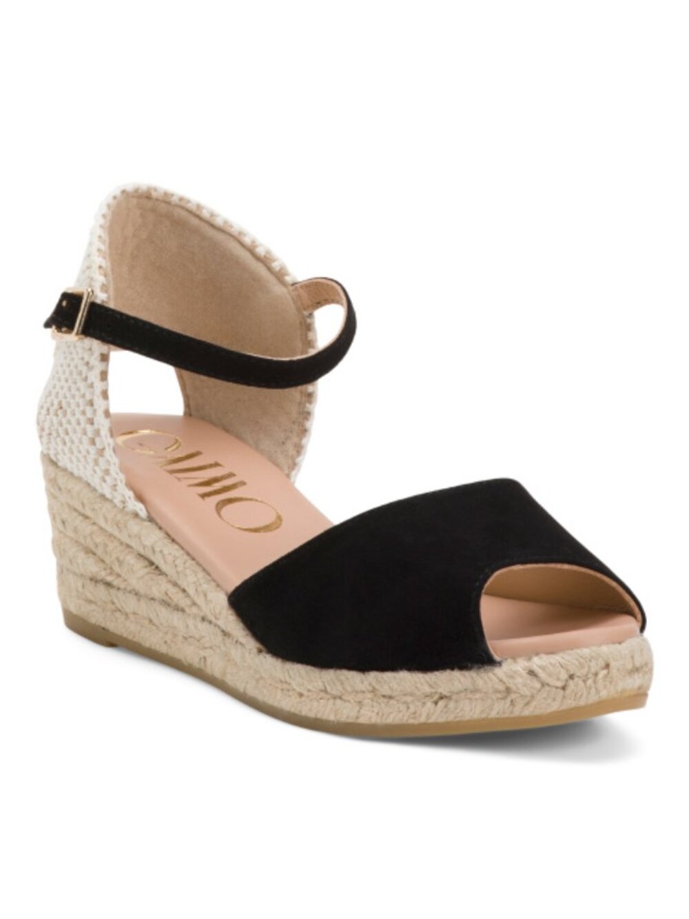 GAIMO Made In Spain Suede Espadrille Wedge Sandals With Ankle Strap
